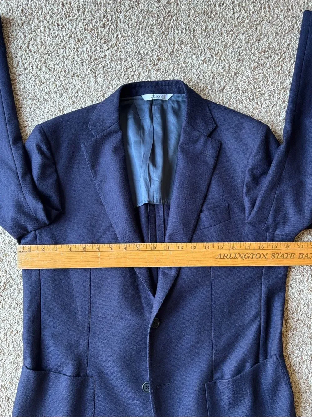 Gi Capri Napoli Navy Wool Hand Tailored Patch Pocket Blazer Eu 52 US 40 Slim